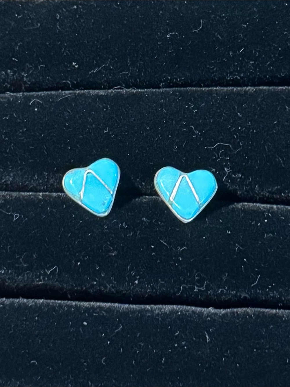 Kingman Turquoise/Silver Heart Studs